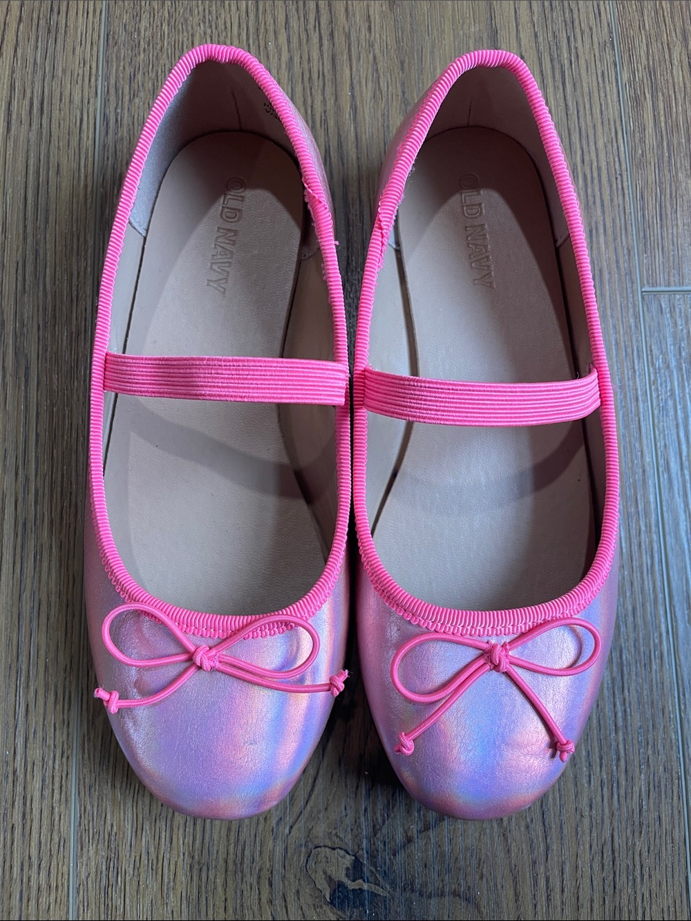 Old Navy Girls Pink Iridescent Ballet Flats with Elastic Strap